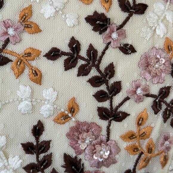 Mac Duggal 35106 Floral Embroidered Tiered Cutout Maxi Dress Cream Size 8 NWT - Picture 9 of 14